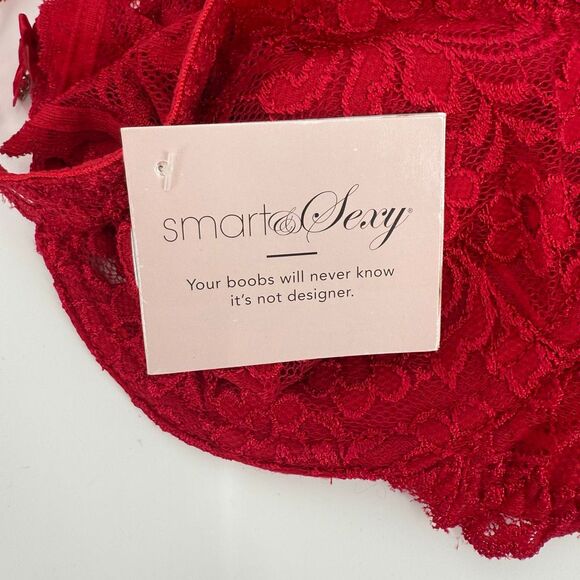 Smart & Sexy Signature Lace Unlined Underwire Bra Floral Red Women 38D New - Picture 3 of 9